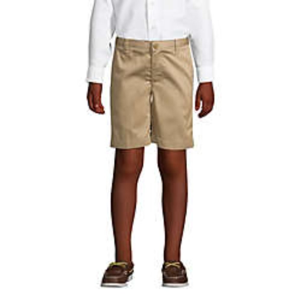 Lands' End School Uniform Boys Plain Front Blend Chino Shorts,  NWT